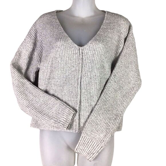 BP Women’s Size S Gray Ribbed Knit V-Neck Pullover Sweater Long Sleeve NWT - Picture 13 of 14
